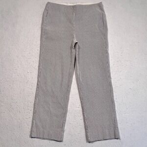 Chico's Seersucker Cropped Pants Striped‎ Pull On Elastic Waist Size 00 US XS/2